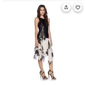 Bailey 44 singita Vegan Leather with floral silk Dress XS